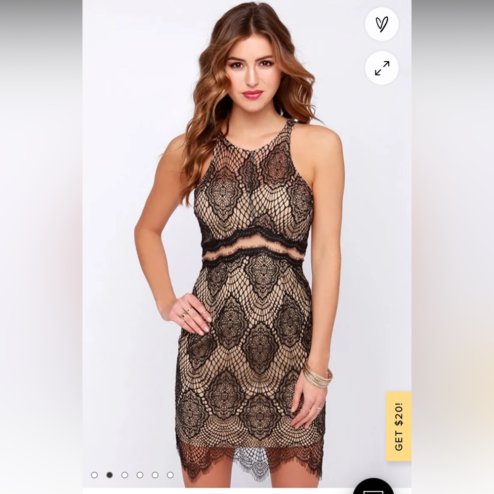 Lulu’s Tan & Black lace dress